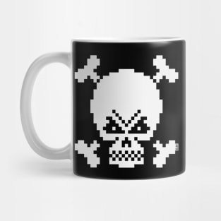 Skull And Crossbones (Pixel Art / Jolly Roger / White) Mug